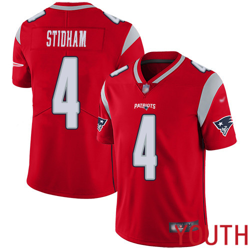 New England Patriots Limited Red Youth #4 Jarrett Stidham NFL Jersey Inverted Legend->women nfl jersey->Women Jersey